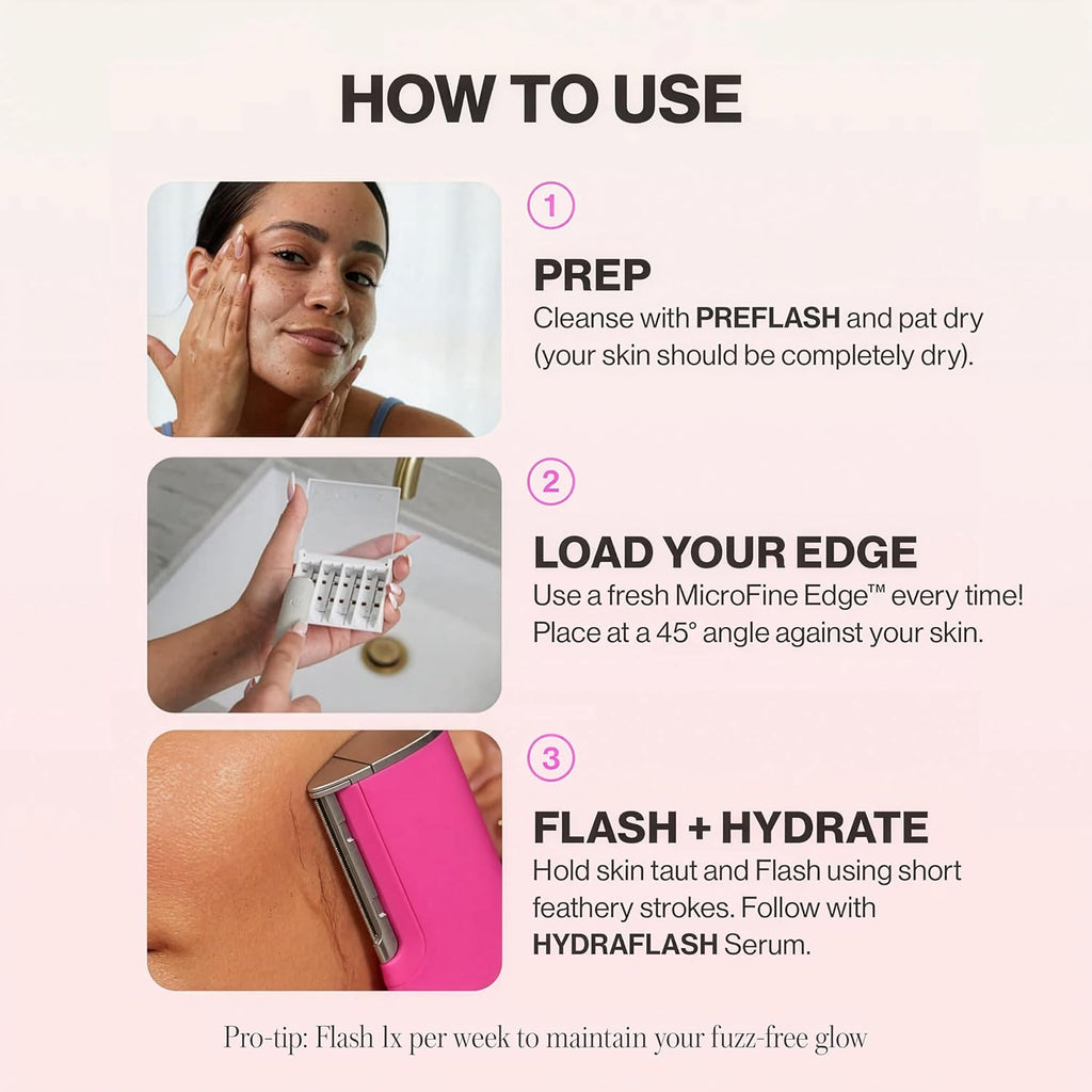 DERMAFLASH LUXE+ Sonic Dermaplaning Tool for Face Peach Fuzz Removal, Anti-Aging and Exfoliation