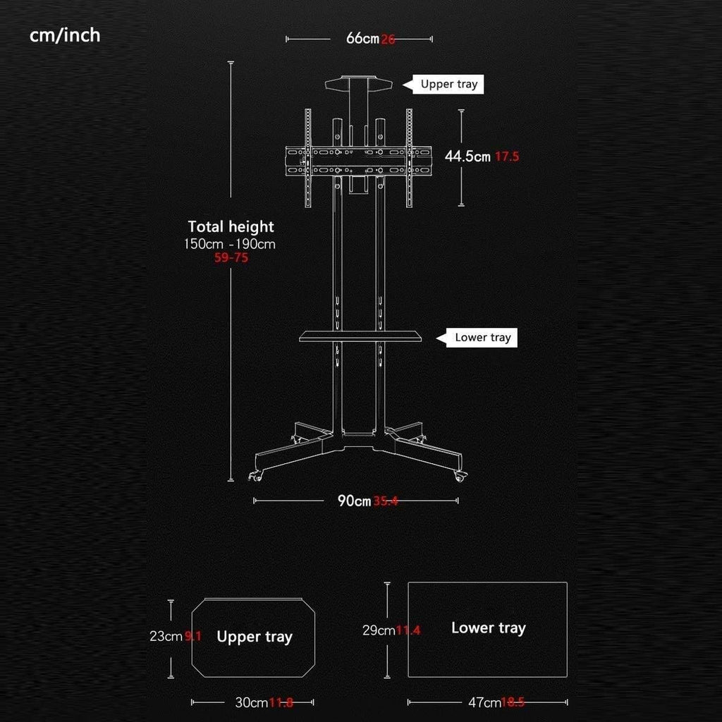 Universal TV Stand, TV Bracket Mount Mobile TV Stand Cart for 37-60 Inch with Wheel Stand Height Adjustable TV Base Stand