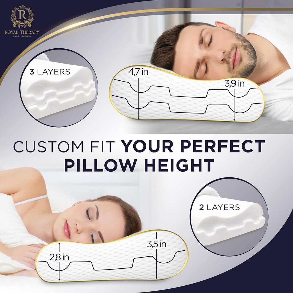 Royal Therapy 9-Pack Queen Memory Foam Pillow, Cervical, Queen Contour, Orthopedic Pillow for Neck Support, Neck Pain, Side Sleepers, CertiPUR-US