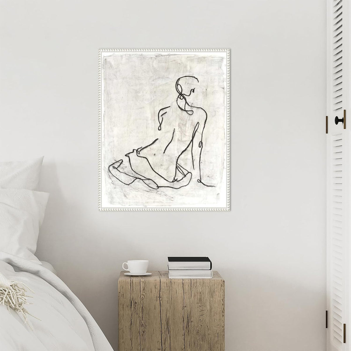 Amanti Art Framed Canvas Wall Art 28x23 Embellished Gestural Contour I (Nude) by Ethan Harper, Framed Wall Art Canvas, People Artwork, Traditional Decor, Medium Poster Painting for Living Room,