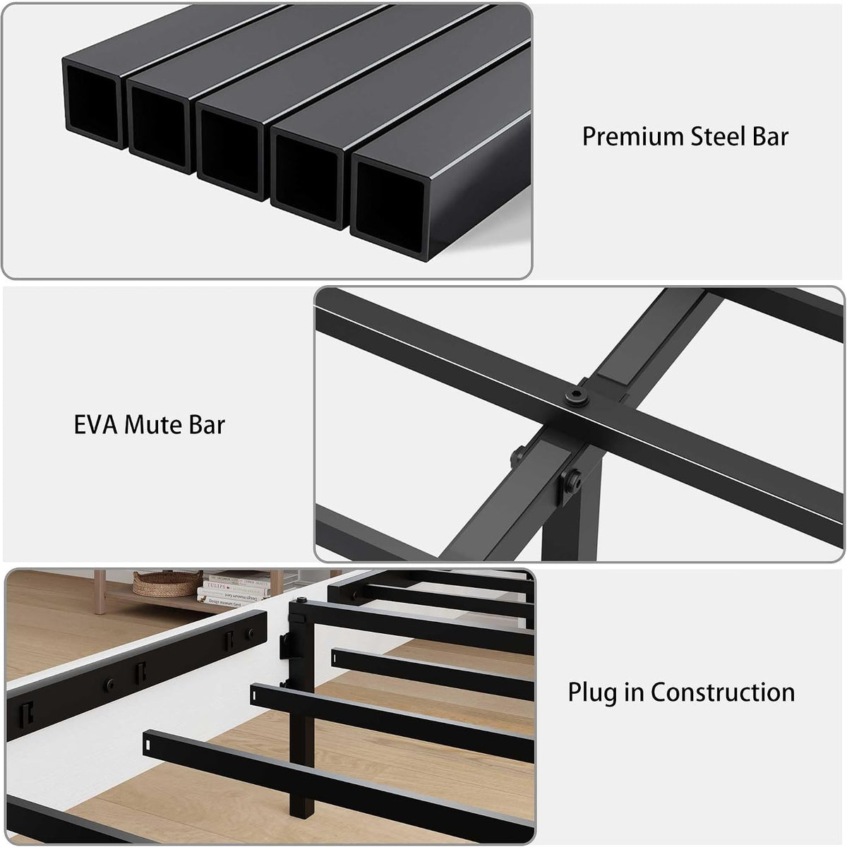 Ball & Cast King Size Bed Frame,Wood Platform Bed Frame King with Headboard and Metal Slats Support, No Box Spring Needed, Noise-Free, Easy Assembly, Dark Brown,White