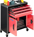 LARBANKE Rolling Tool Chest with 3 Drawers&2 Doors,Tool Chest with 360° Swivel Wheels and Lock&Keys,Tool Cabinet with Drawer Liners and Connecting Rods for Stacking with Other Drawer Chest