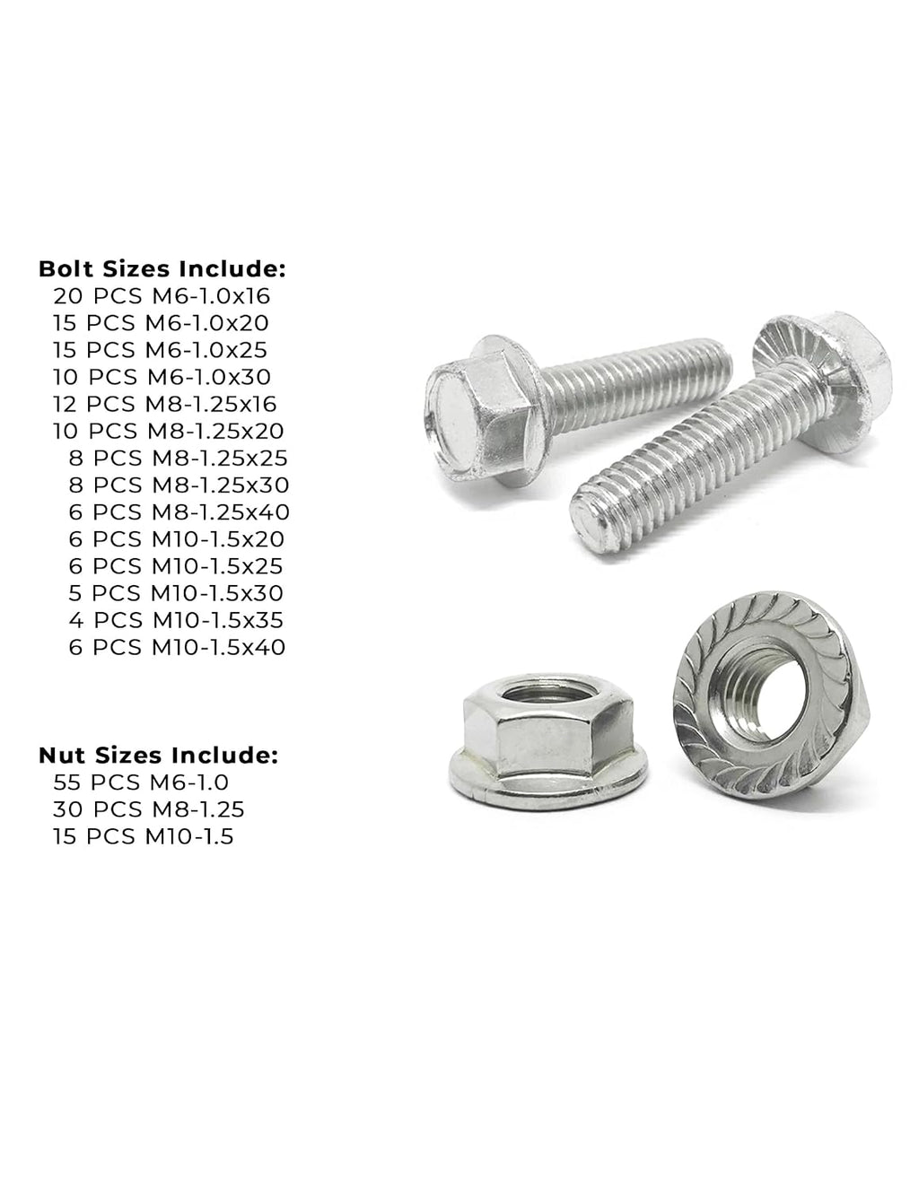 A2-70 Metric Stainless Steel Hex Flange Screws Bolts Nuts Assortment Kit - 232 Pcs!