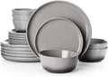 Sweese Porcelain Dinnerware Sets, Handpainted Plates and Bowls Set for 6, Scratch Resistant Dinner Set, Dishwasher and Oven Microwave Safe Dishes Set, Graphite Gray