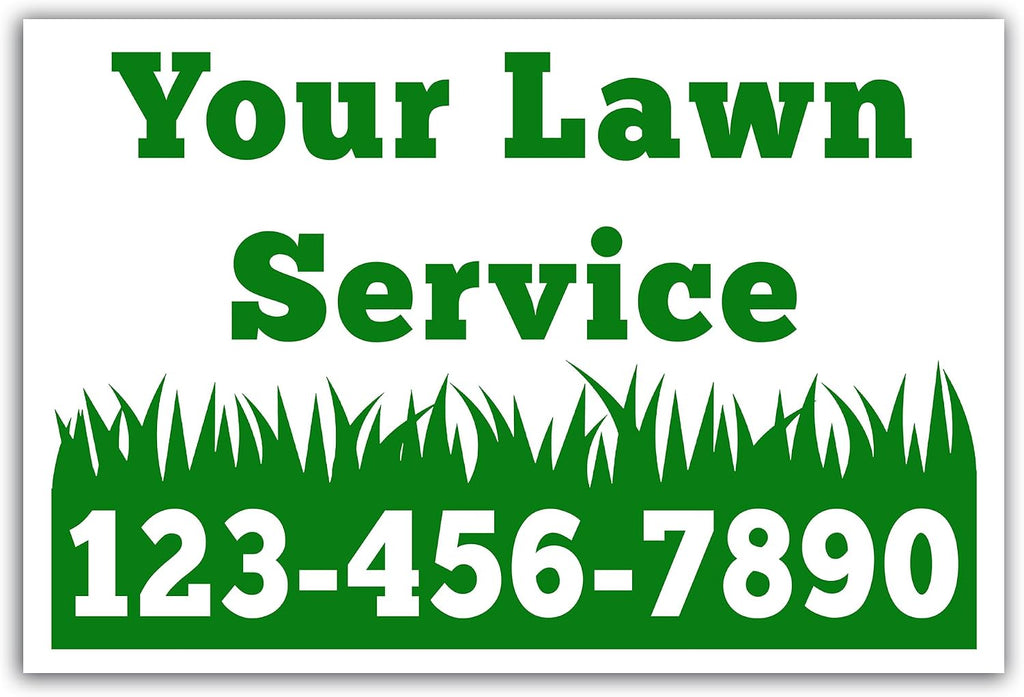 VIBE INK Custom Bulk Lawn Service Yard Signs 18'x12' - Single Sided Print - Customize to Add Your Name & Number! Glossy, UV-Ink for Durability, Business Marketing (100)