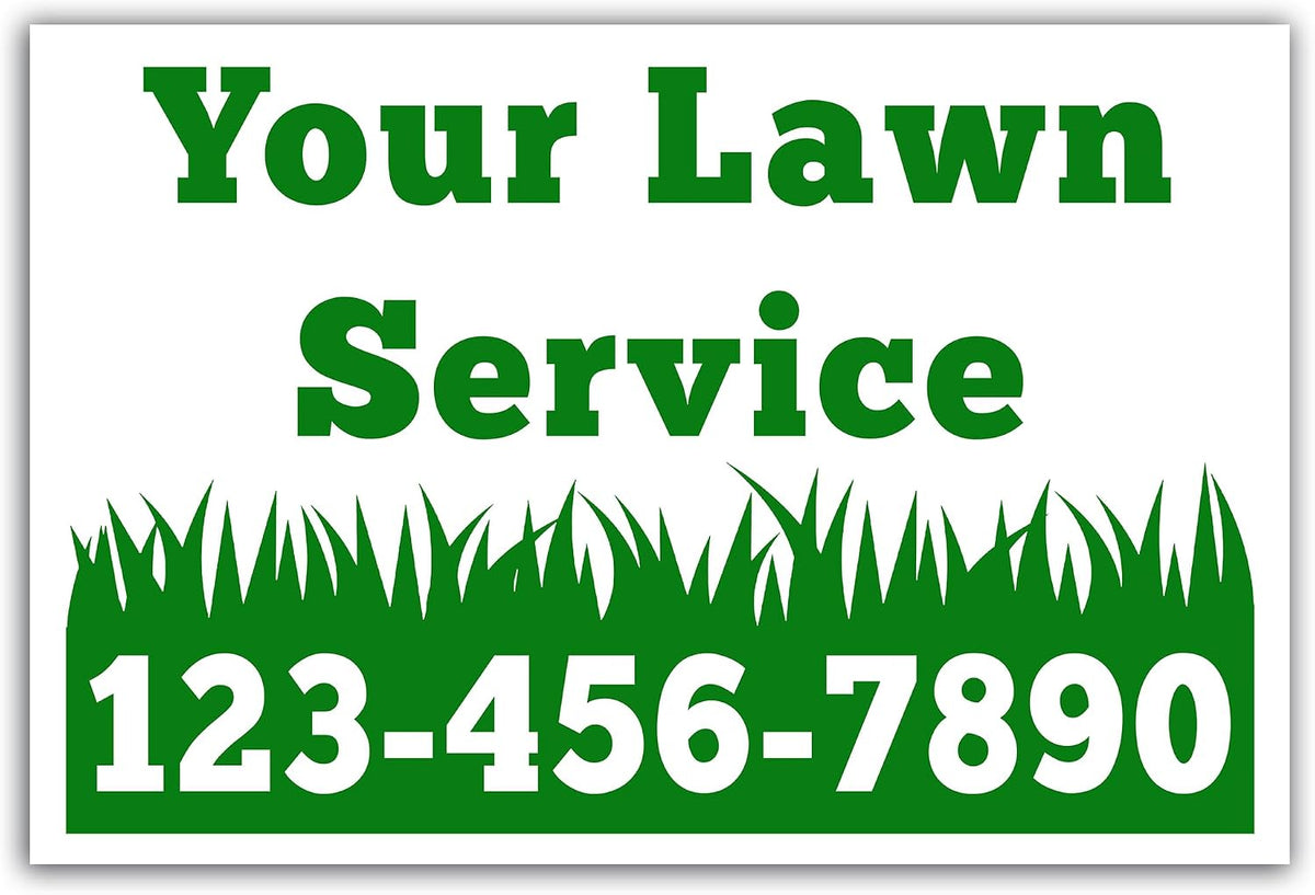 VIBE INK Custom Bulk Lawn Service Yard Signs 18'x12' - Single Sided Print - Customize to Add Your Name & Number! Glossy, UV-Ink for Durability, Business Marketing (100)
