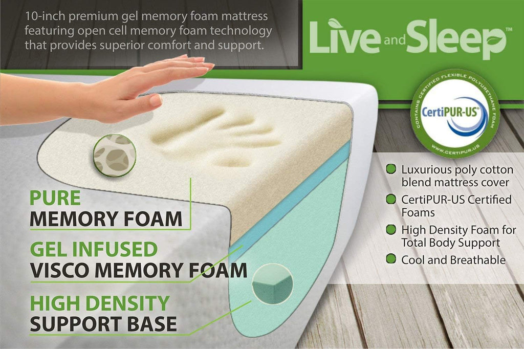 Live and Sleep Elite - RV Short Queen Memory Foam Mattress - Cooling Bed in a Box - Firm Support, CertiPUR Certified - Trailer/Camper/Trailer, Motorhome, RV Short Queen Size