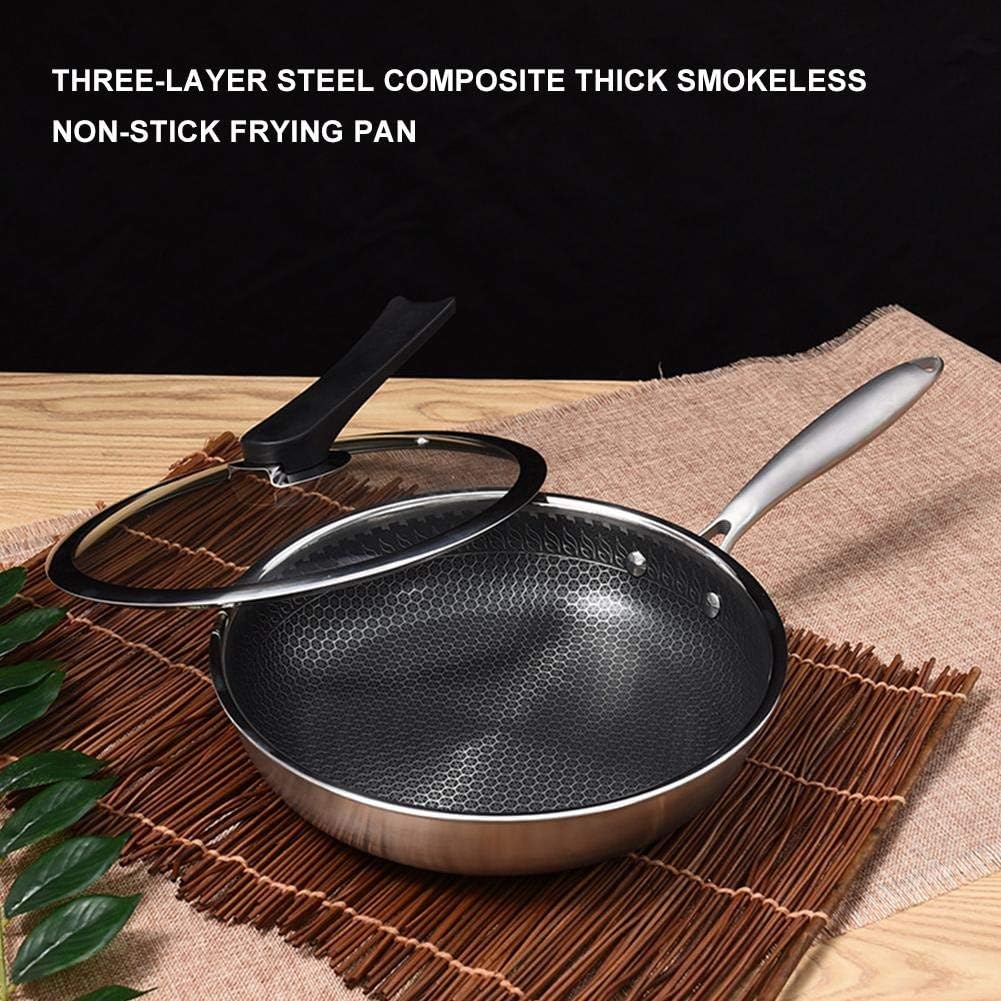 304 Stainless Steel Frying Pan 3-layer Non-stick Egg Steak Frying Pan Universal Induction Cooker Kitchen Tools(