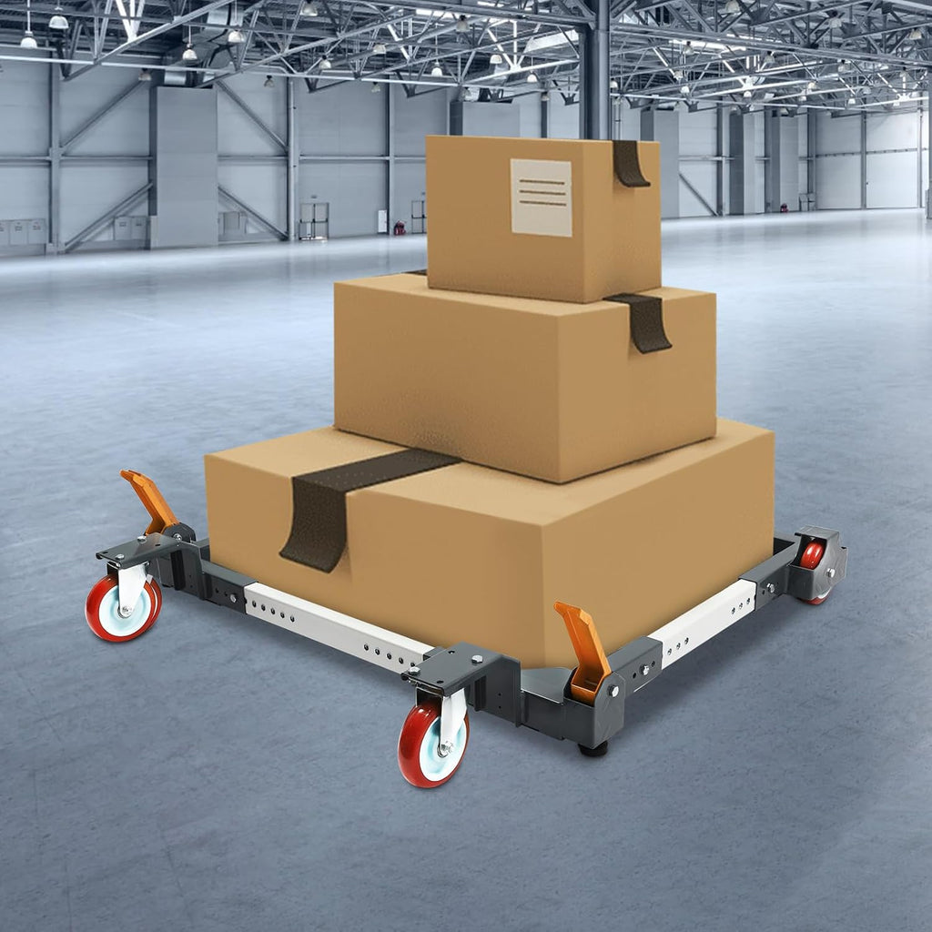 Adjustable Mobile Base, 1500 lbs Heavy Duty Mobile Base with 2 Universal Wheels&Fixed Casters, Adjustable Moving Mobile Base for Factories and Homes, 32.6 * 33.43 * 5.87 in