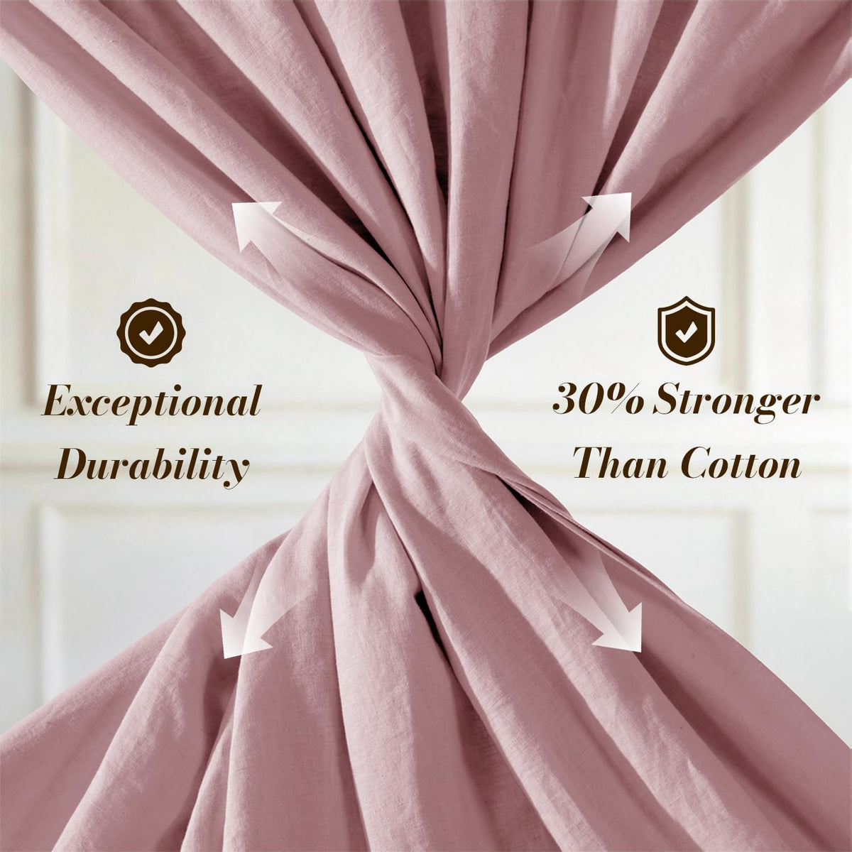 SONORO KATE 100% French Pure Linen Sheets, Breathable and Durable Linen King Size Sheets, Anti-Tear Linen Bed Sheets, Machine Washable, 16 Inch Deep Pocket - 4 Piece (Embroidery Purple, King)