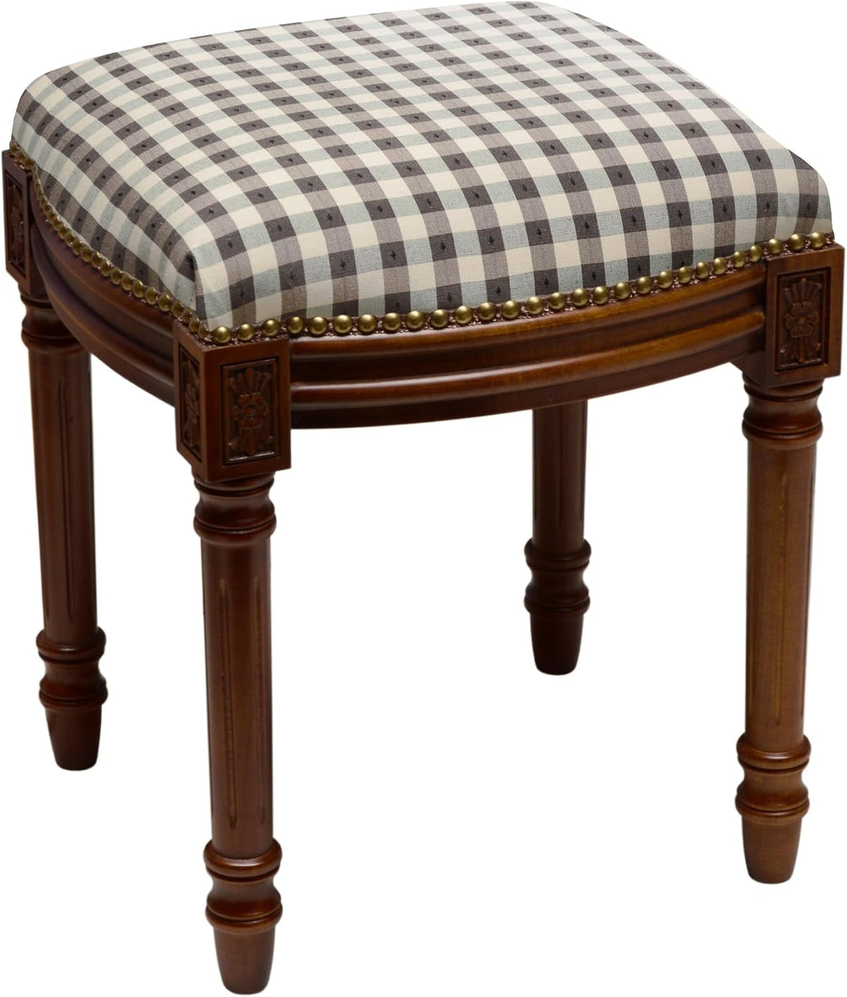 Black Gingham Vanity Stool