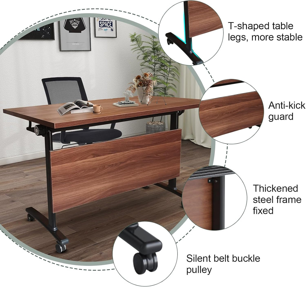 4 Pack Folding Conference Table Conference Room Table Meeting Table,Flip Top Mobile Meeting Training Table with Modesty Locking Casters for Office,Meeting Room Multifunctiona Modular table (C, 47in)