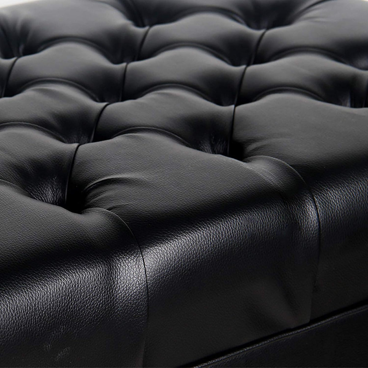 Piano Stool Deluxe Leather Piano Bench,Adjustable Height Solo Piano Stool with Large Storage Box,Keyboard Bench Vanity Stool,65 X 45 X 45-55Cm,Black