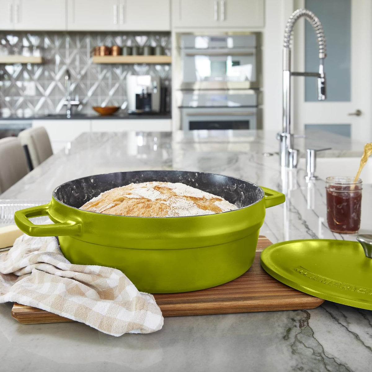 All American 1930 - Dutch Oven - The Saucier Set, Kelp Green - 5.5qt Capacity - Perfect for Sauces, Soups & Simmering - Non Stick & PFAS Free - Made in the USA