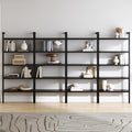 Nathan James Beacon Bohemian 5 Tier Bookshelf, Wall Mounted Bookcase, Solid Wood Bookshelf in Black Oak, Set of 4
