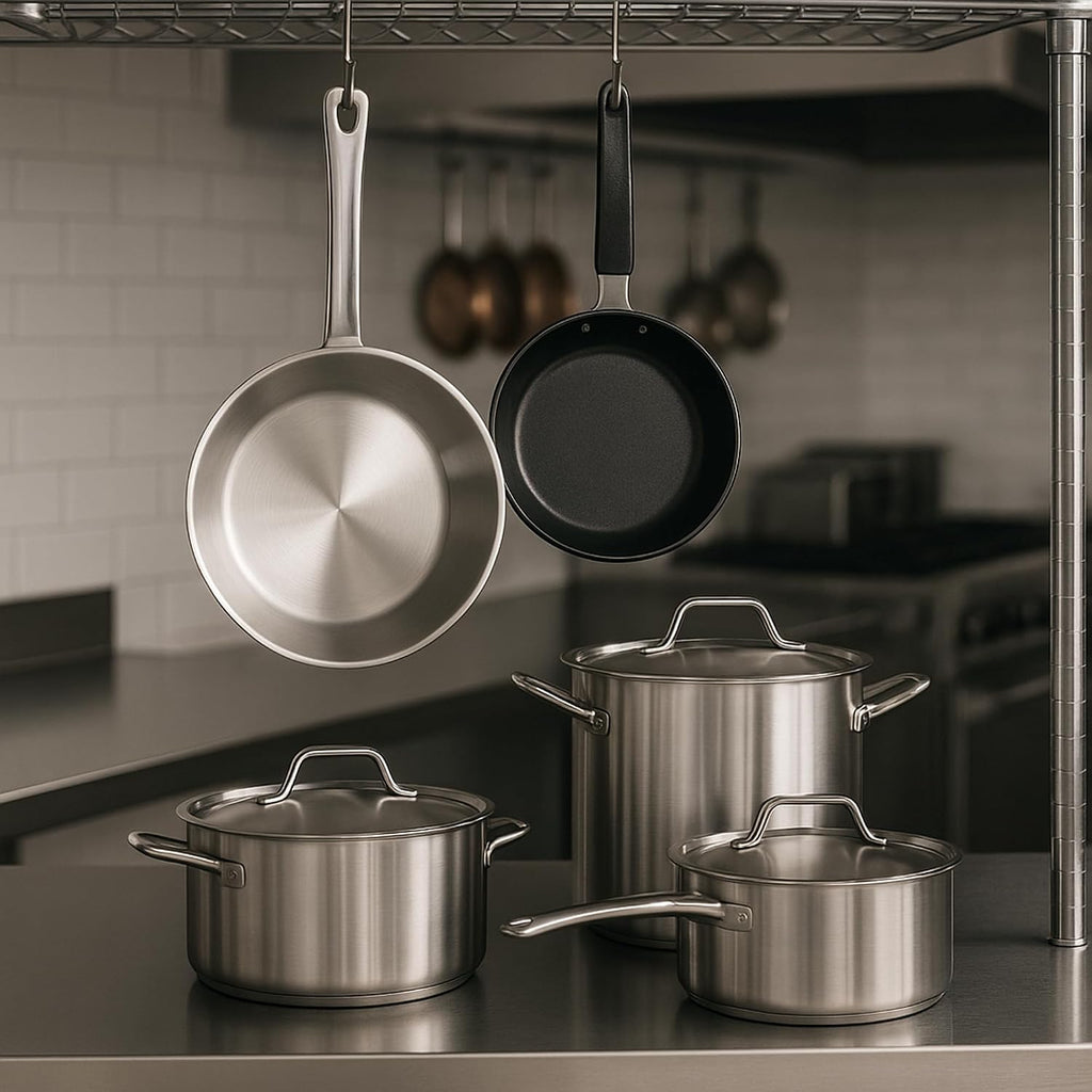 Stainless Steel Cookware Set, Induction Ready Pots And Pans Set With 9.5' Fry Pan, 2 Qt, 4.5 Qt & 6.75 Qt Saucepans With Lids, Stainless Steel Pot Set (7 Piece)