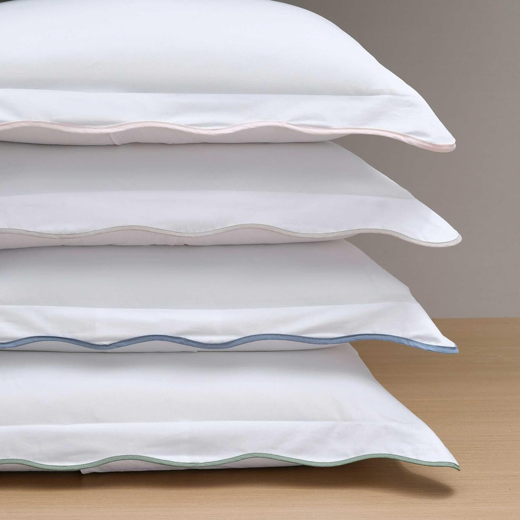 Martha Stewart - Queen Duvet Cover Set, 100% Soft Cotton Bed Set with a Smooth Cotton Percale Reverse, 3 Piece Bedding with Matching Pillowcases (Simple Scallop Green)