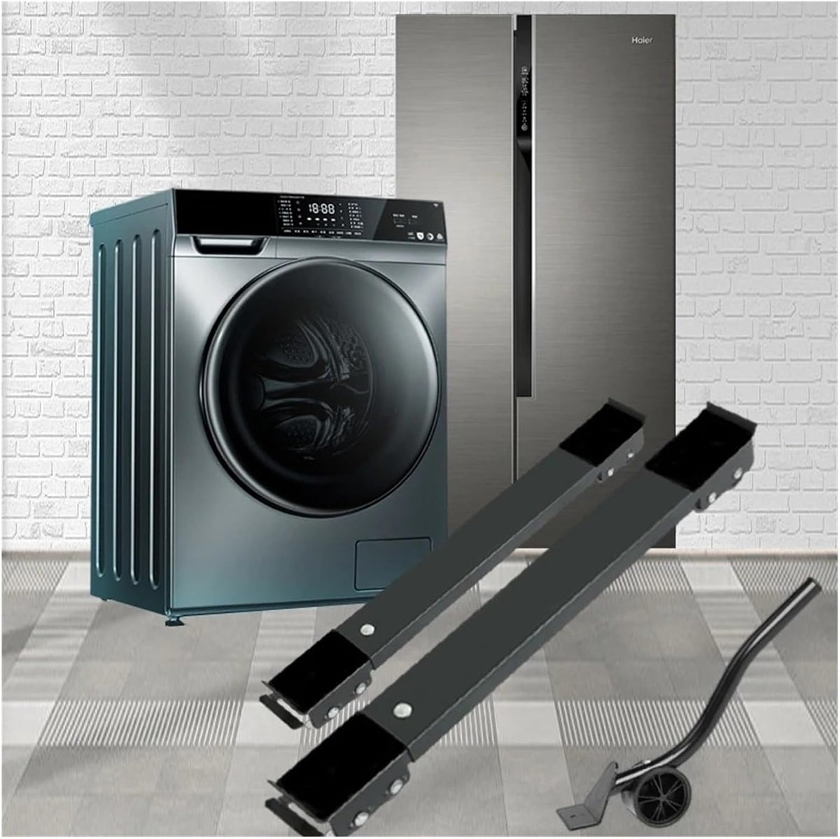 Washing Machine Stand Movable Refrigerator Raised Base Mobile Roller Bracket Wheel Bathroom Kitchen Accessories Home Appliance(Black Suit)
