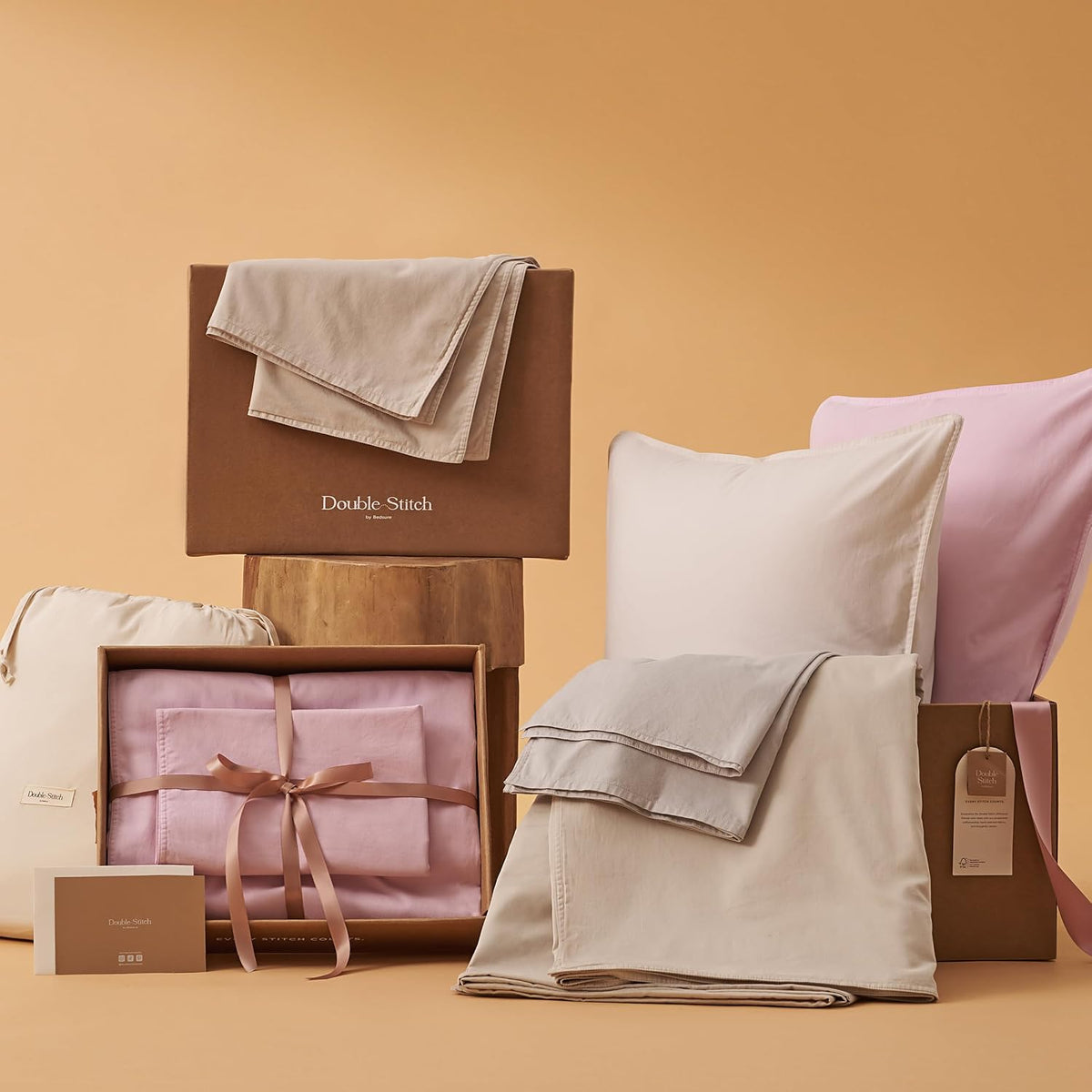 Double Stitch 100% GOTS Organic Cotton Duvet Cover, Washed Cotton King Size Duvet Covers Set, 300 TC Luxury Hotel Sateen Weave 3PCS Bedding Set, Soft Long Staple Cotton, Made in India, Warm Greige