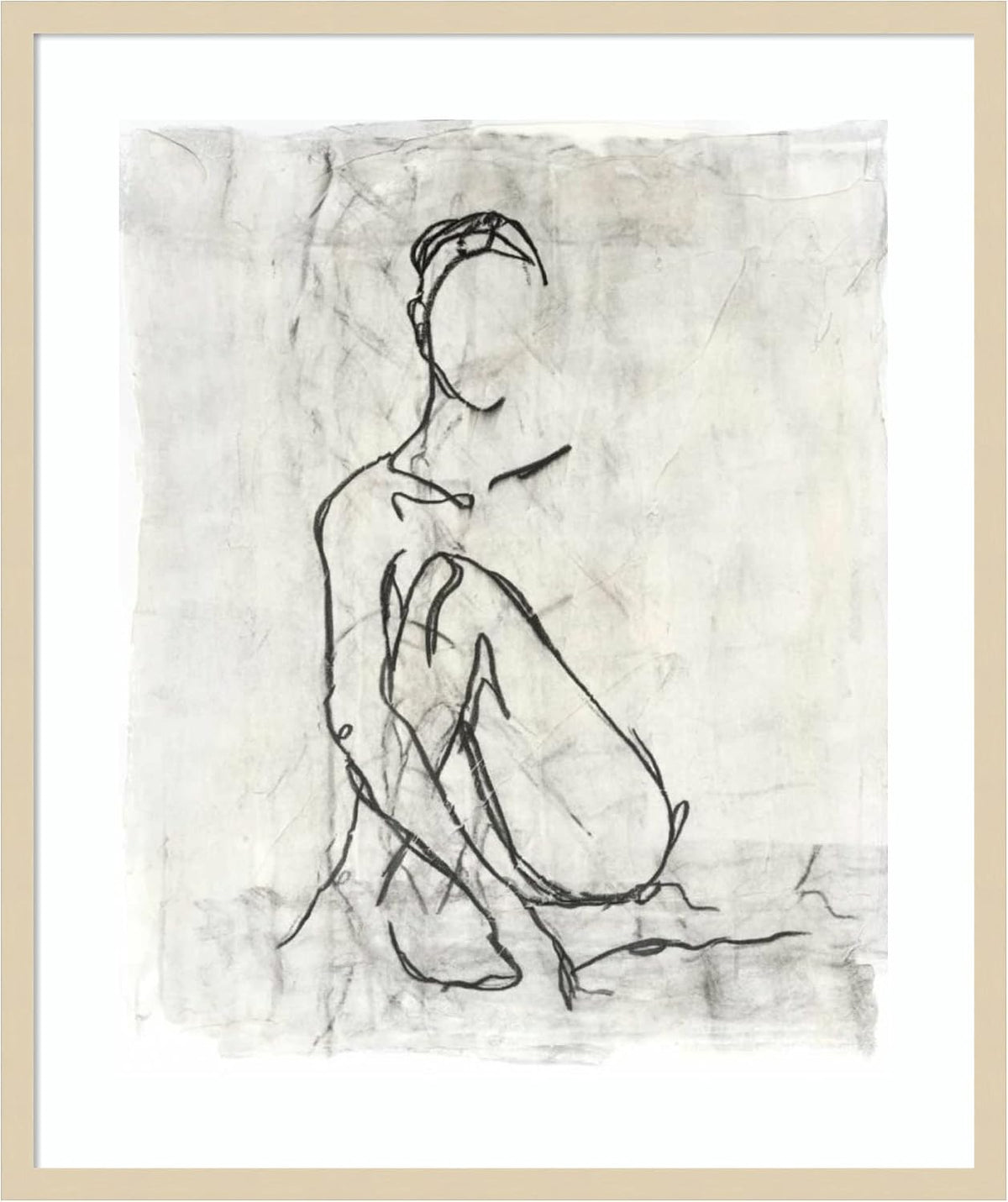Amanti Art Framed Wall Art Print 33x28 Embellished Nude Contour Sketch II by Ethan Harper, Abstract Wall Art, Modern Contemporary Decor, Large Poster Painting Artwork for Living Room, Bedroom,