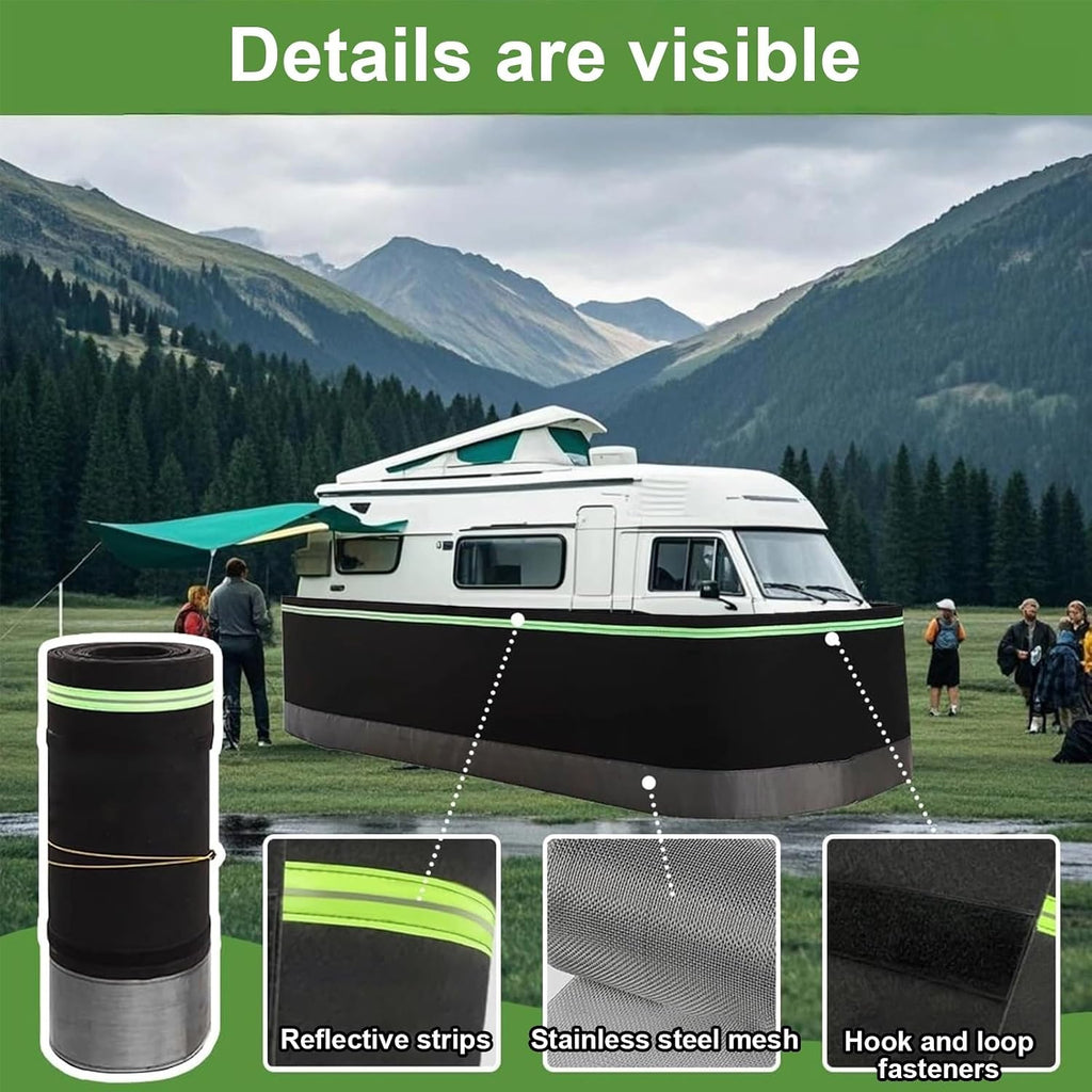 RV Winter Skirting No Drilling Required, 32' High, High-Density Fiberboard Fifth, with Iron Mesh Base, Durable Weather Protection(18m/59ft)