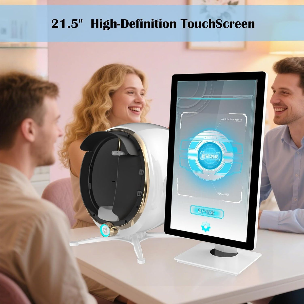 Skin Analysis Machine Professional - 21.5' HD Display, AI-Powered Facial Scanner for Salons & Spas,Product recommendations, 8-Spectral Imaging (Acne/Pigmentation/Wrinkle Detection), Multi-Language