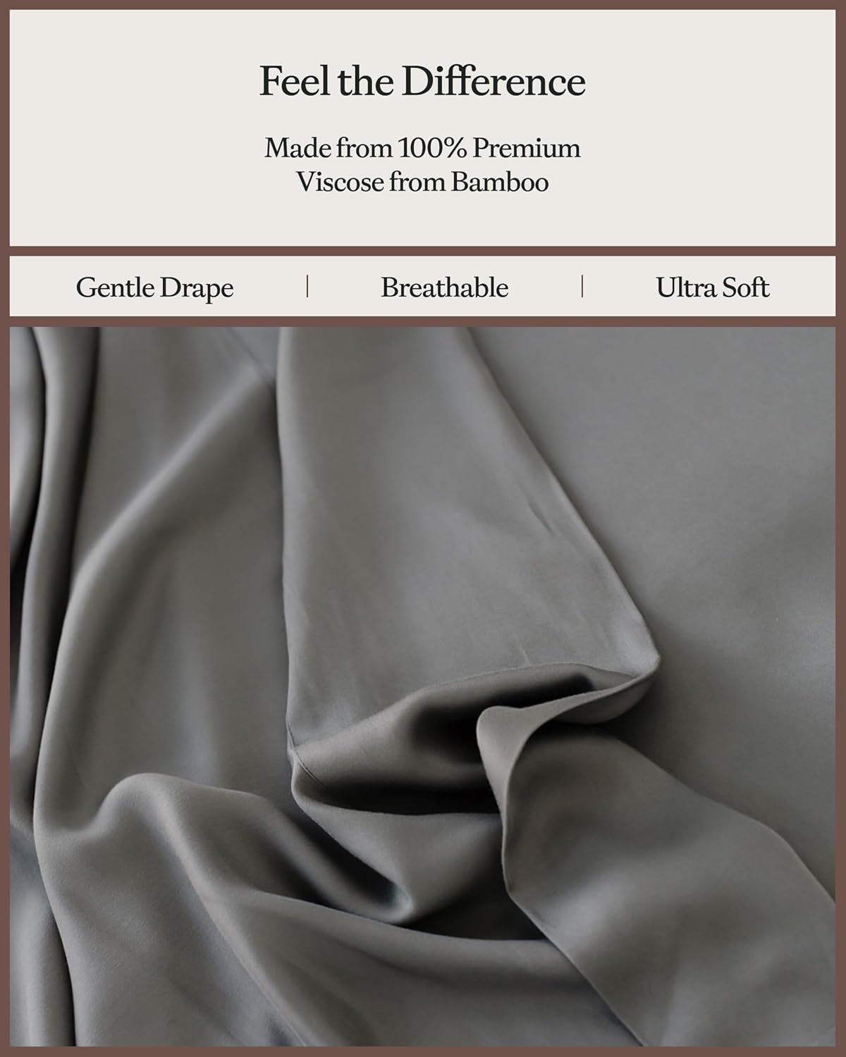 Cozy Earth Luxury Bed Sheet Set - 100% Viscose from Bamboo Fabric, Ultra-Soft & Breathable, Fits Regular & Deep Pocket Mattresses up to 20' - 4 Pieces Queen Sheet Set Charcoal Grey