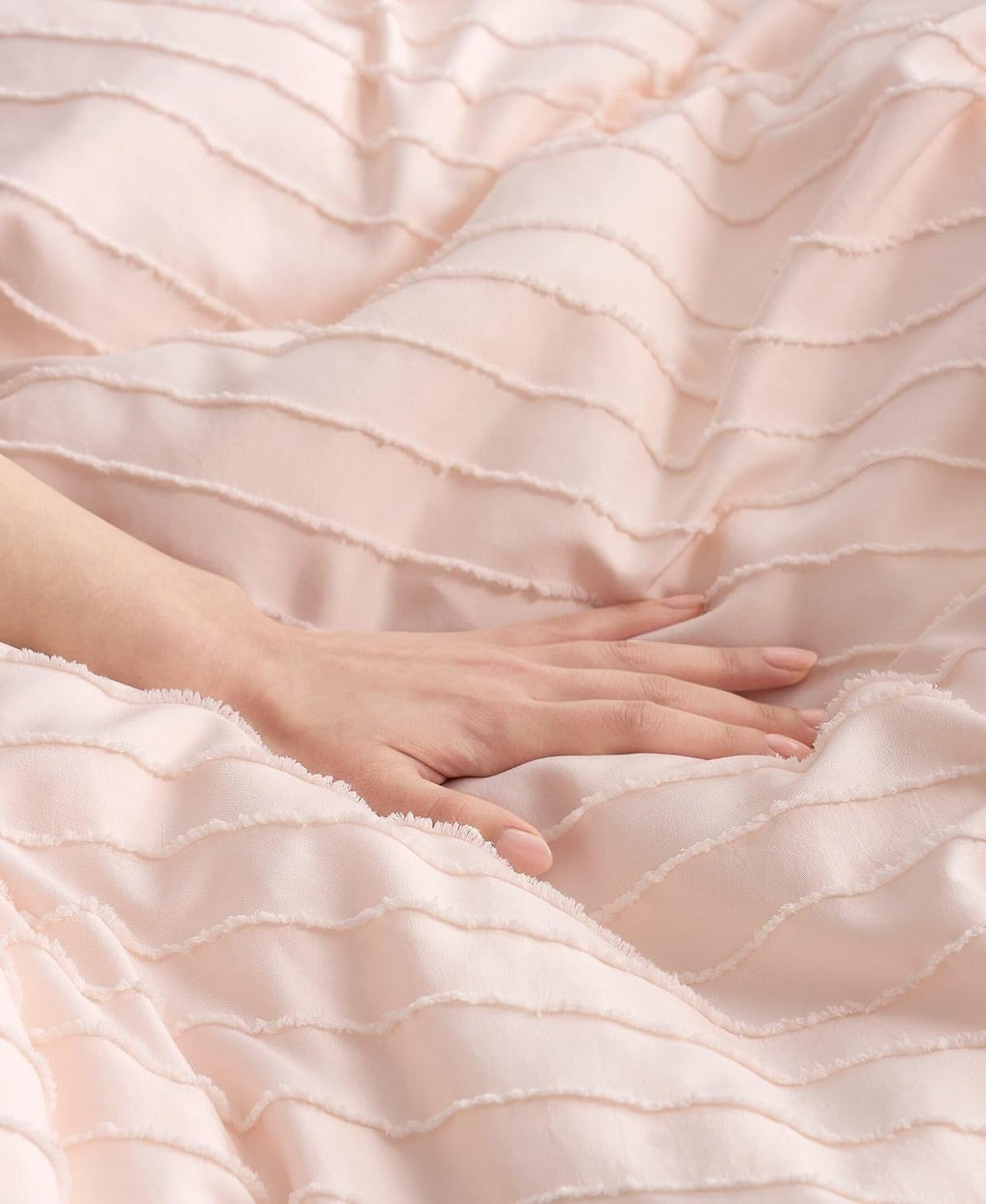UGG Textured Twin Comforter Set - 2 Piece Striped Bedding Set with Pillow Sham – Luxurious and Cozy Reversible Light Pink Bed Set for Bedroom & Dorm (Twin/Twin XL)