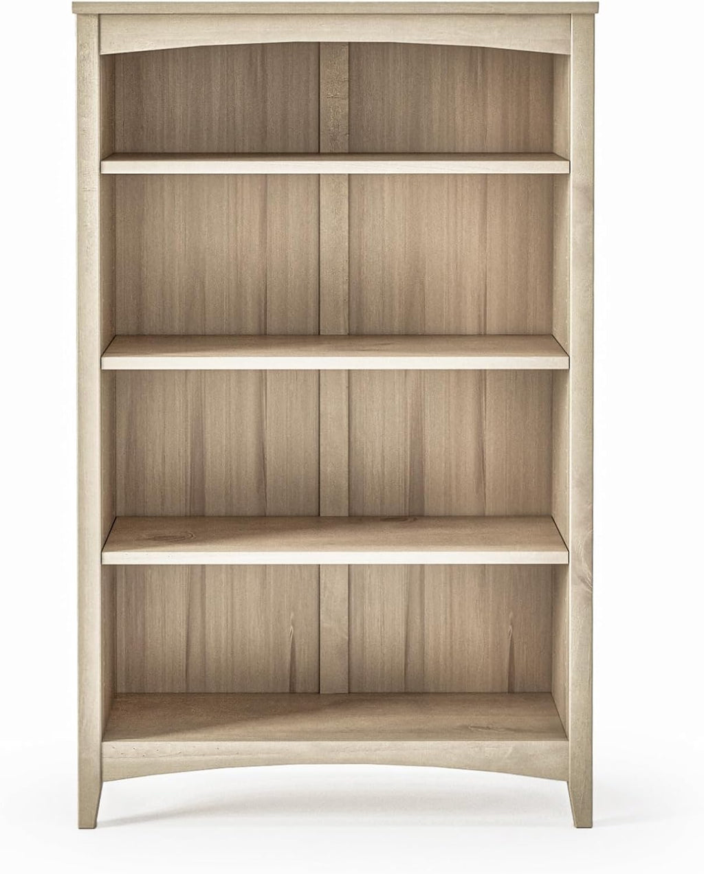 Camaflexi Shaker Style 4 Shelf Bookcase/Solid Wood / 48' High/Adjustable Shelving/Closed Back/Display Bookshelf for Living Room, Bedroom, Home and Office, Light Oak