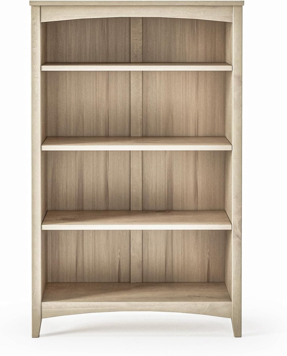 Camaflexi Shaker Style 4 Shelf Bookcase/Solid Wood / 48' High/Adjustable Shelving/Closed Back/Display Bookshelf for Living Room, Bedroom, Home and Office, Light Oak