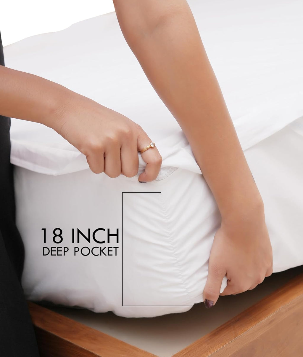 Zip On Fitted Sheet - Includes 1 Fitted Base + 2 Zip Sheet - Easy to Change, Won't Pop Off Full Sheet- 600 TC Cotton Fitted Sheet- 18' Deep Pocket Full Size- Light Grey