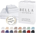 Bella Coterie 6 Piece Luxury Bamboo Viscose King Size Sheet Set | 100% Organically Grown | Cooling for Hot Sleepers | 18' Deep Pocket | Soft & Hypoallergenic | 4 Pillowcases [White]