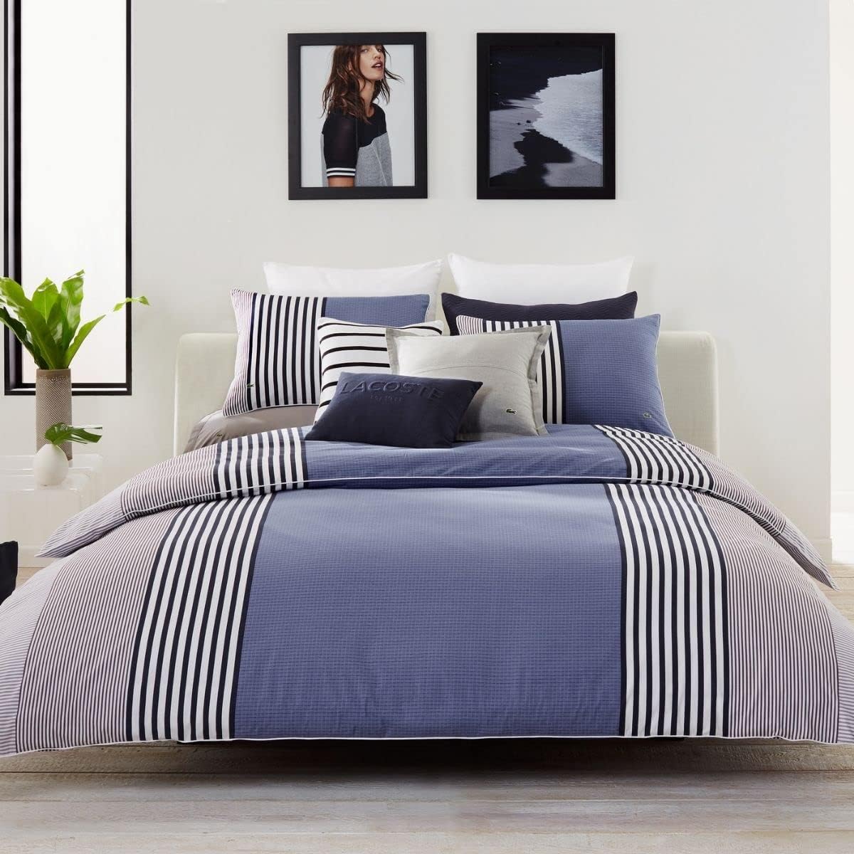 Lacoste Meribel 100% Cotton, 3-Piece Comforter Set, King, Blue