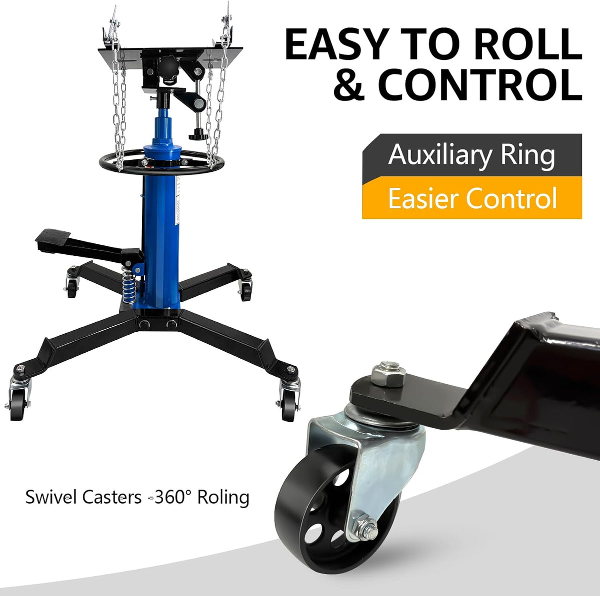 Transmission Jack 1660 lbs/ 0.75 Ton Capacity Hydraulic Telescopic Transmission Jack 34' - 68' Adjustable Height Telescoping Transmission Hydraulic with 360° Swivel Wheels Lift Hoist