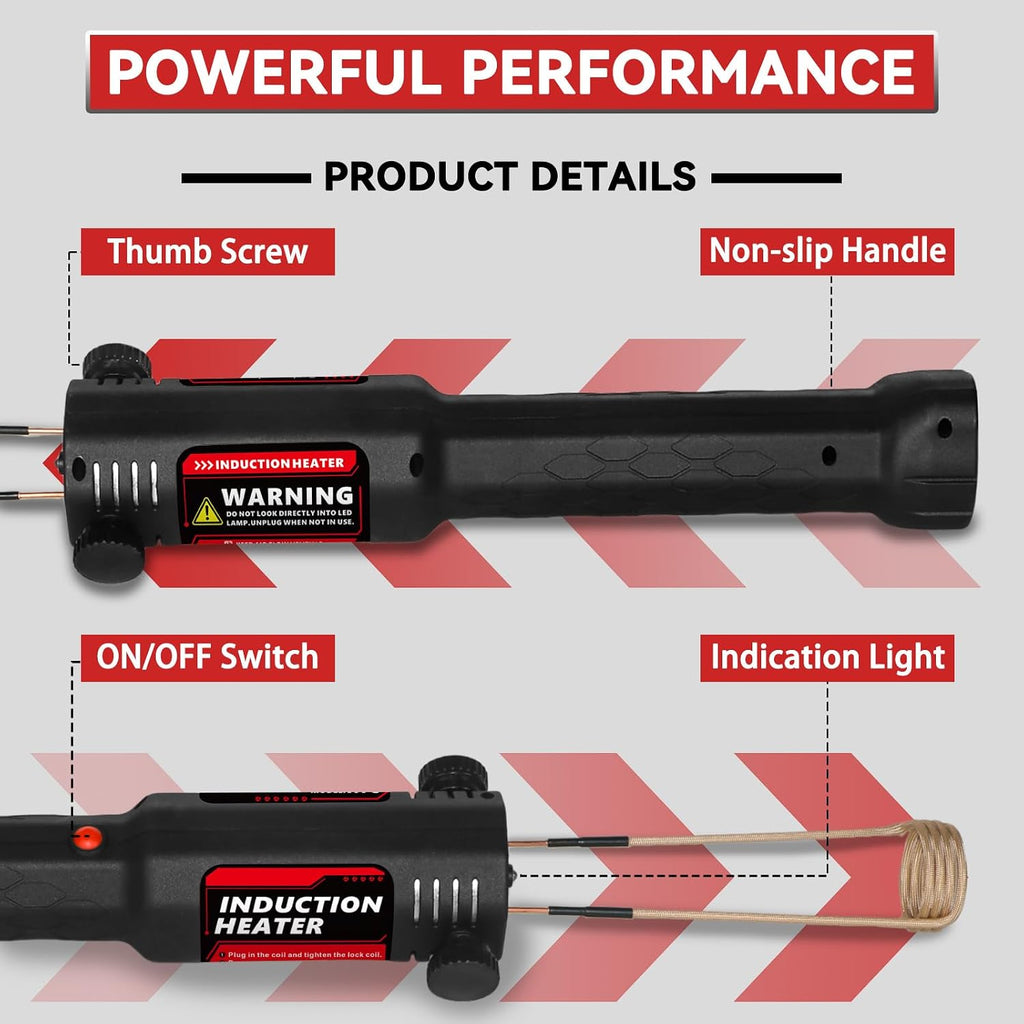 Induction Heater Bolt Removal, 1200W Induction Bolt Heater Tool with 8 Coils, Heat Stripped Bolt Remove for Rusted Nuts, Screws (Red)