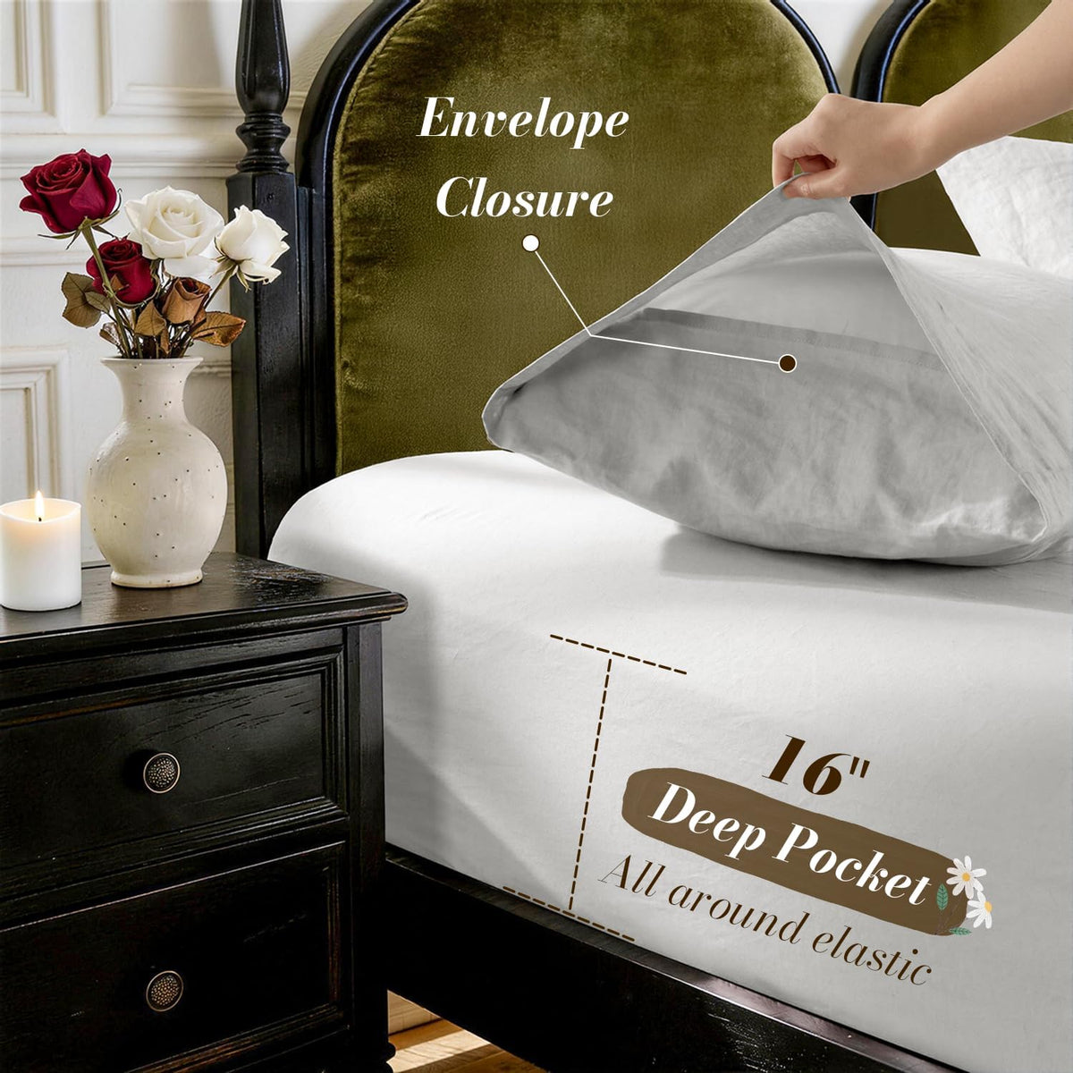 SONORO KATE 100% French Pure Linen Sheets, Breathable and Durable Linen King Size Sheets, Anti-Tear Linen Bed Sheets, Machine Washable, 16 Inch Deep Pocket - 4 Piece (Grey, King)