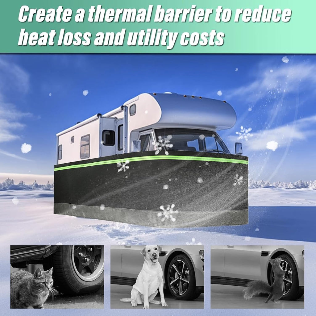 Rv Skirting for Winter with Combination Lock & Gloves, Easy Install Camper Skirting, Camper Winter Skirt, Rv Insulated Skirt Kits Wind and Snow Proof for Travel Trailer 5th 2.6ft High 39ft/12mLength