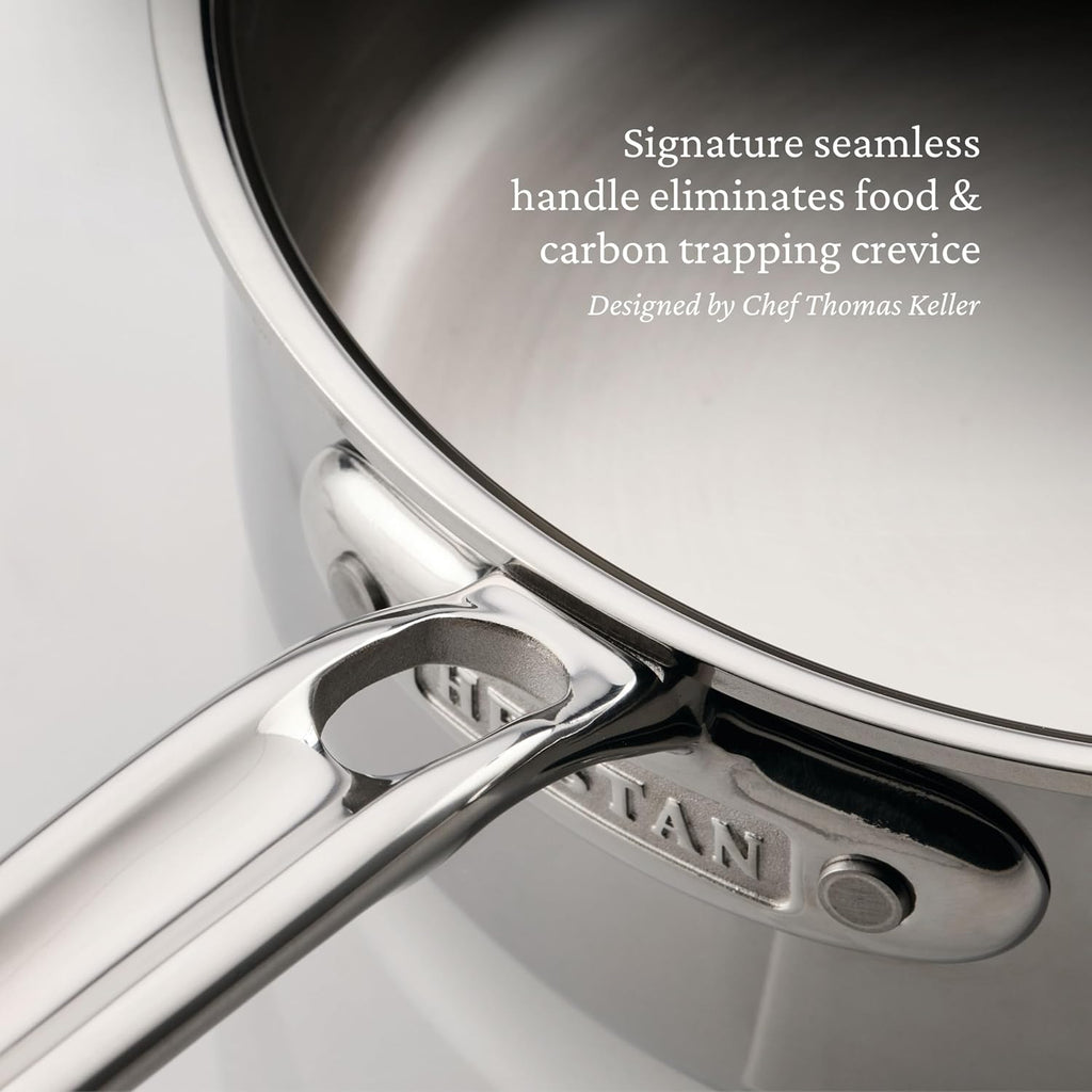 Hestan ProBond Luxe 1.5-Quart Saucepan with Lid, Professional Clad Stainless Steel, ProCore Tri-Ply Clad Construction, Polished Exterior, Induction & Oven Safe