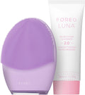FOREO Deep & Gentle LUNA 4 Sensitive Bundle - Facial Cleansing Brush for Sensitive Skin + LUNA Micro-Foam Face Cleanser 2.0, 3.4 oz - Deep Cleansing and Firming Silicone Face Massager Beauty Set
