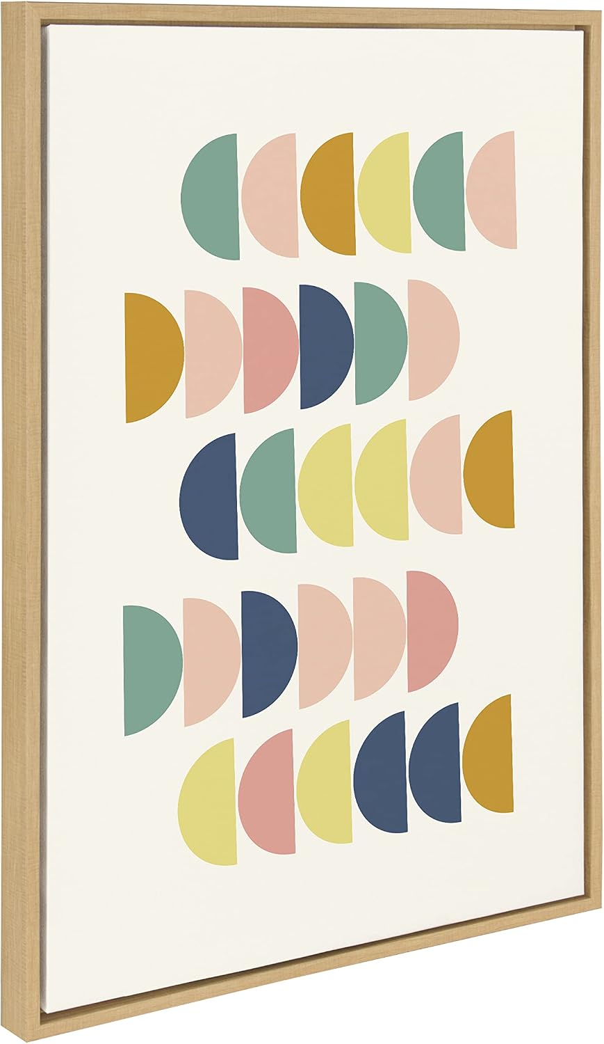 Kate and Laurel Sylvie Simple Shapes in Soft Colors Framed Canvas Wall Art Set by Apricot and Birch; Set of 3; two 16x20 and one 23x33 Natural Finish Frames; Decorative Abstract Art Set for Wall