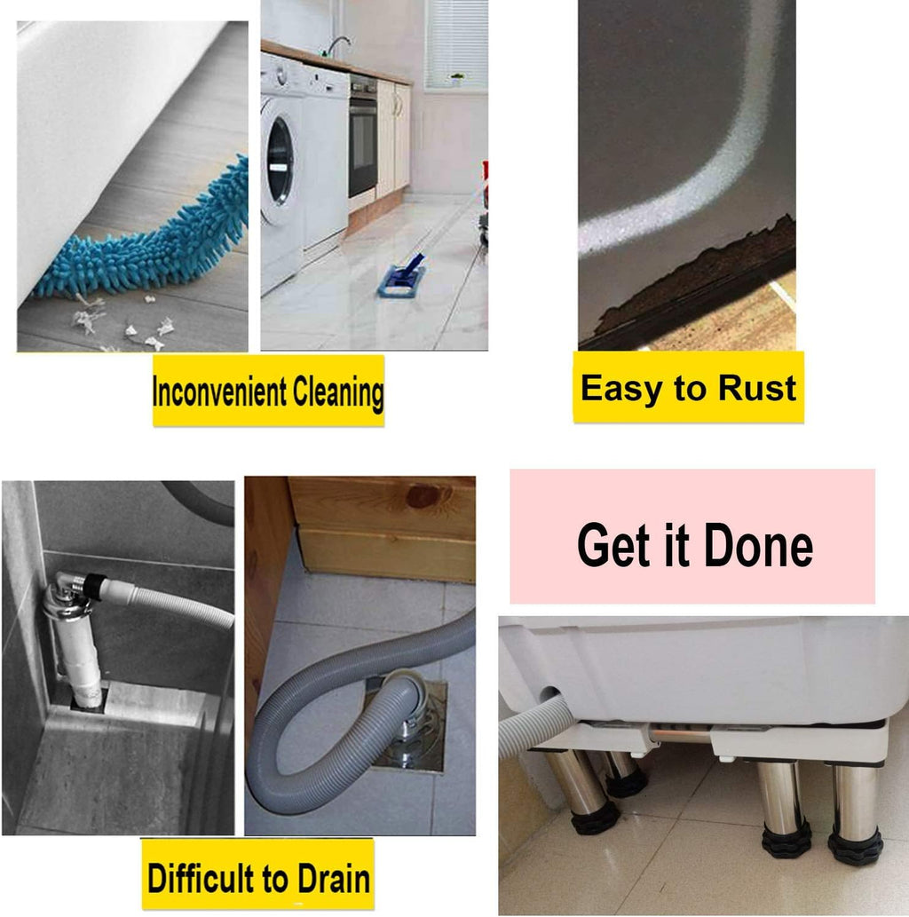 Heavy Duty Washing Machine Stand Universal Base Dorm Fridge Stand Adjustable Dryer Base 4/8/12 Strong Stainless Steel Feet Washing Machine Stand Pipe zer Holder Stand Roll