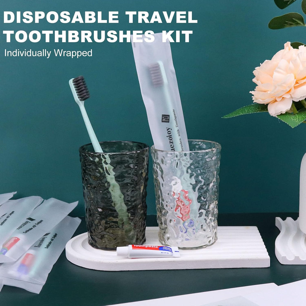 Disposable Toothbrushes with Toothpaste,1000 Pack Green Individually Wrapped Disposable Travel Toothbrushes Kit in Bulk for Homeless,Nursing Home,Hotel,Charity