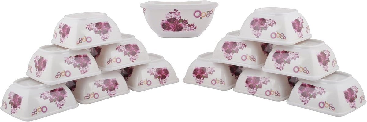 Maharaja Royal Melamine Unbreakable, Microwave Safe Dinner Set (White and Purple) -40 Pieces, Service for 6