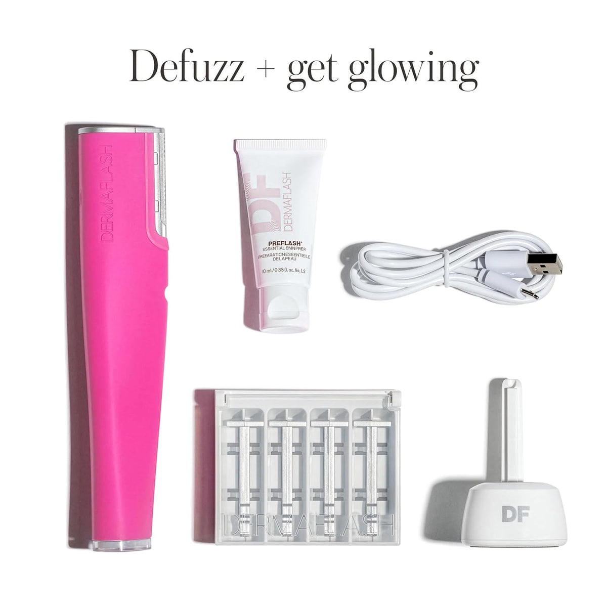 DERMAFLASH LUXE+ Sonic Dermaplaning Tool for Face Peach Fuzz Removal, Anti-Aging and Exfoliation
