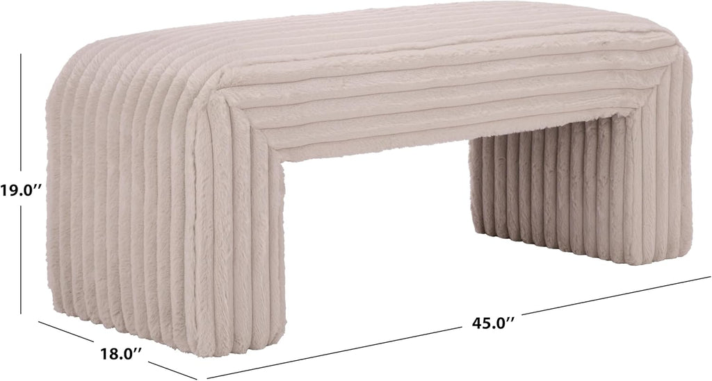 SAFAVIEH Home Collection - Arihana Curved Waterfall Bench, Beige Upholstered Seating (BCH6405A)