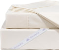 DreamFit DreamCool 100% Egyptian Cotton Cooling Bed Sheet Set with Elastic Corner Straps Extra Deep Pocket Crafted in USA Queen Sheet Set Ivory