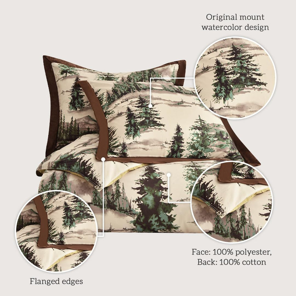 Paseo Road Cabin Bedding Joshua 3 Piece Lodge Comforter Set with Pillow Shams, Full Forest Woods Bedding, Pine Trees Comforter Set, Woodland Nature Western Rustic Bed Set