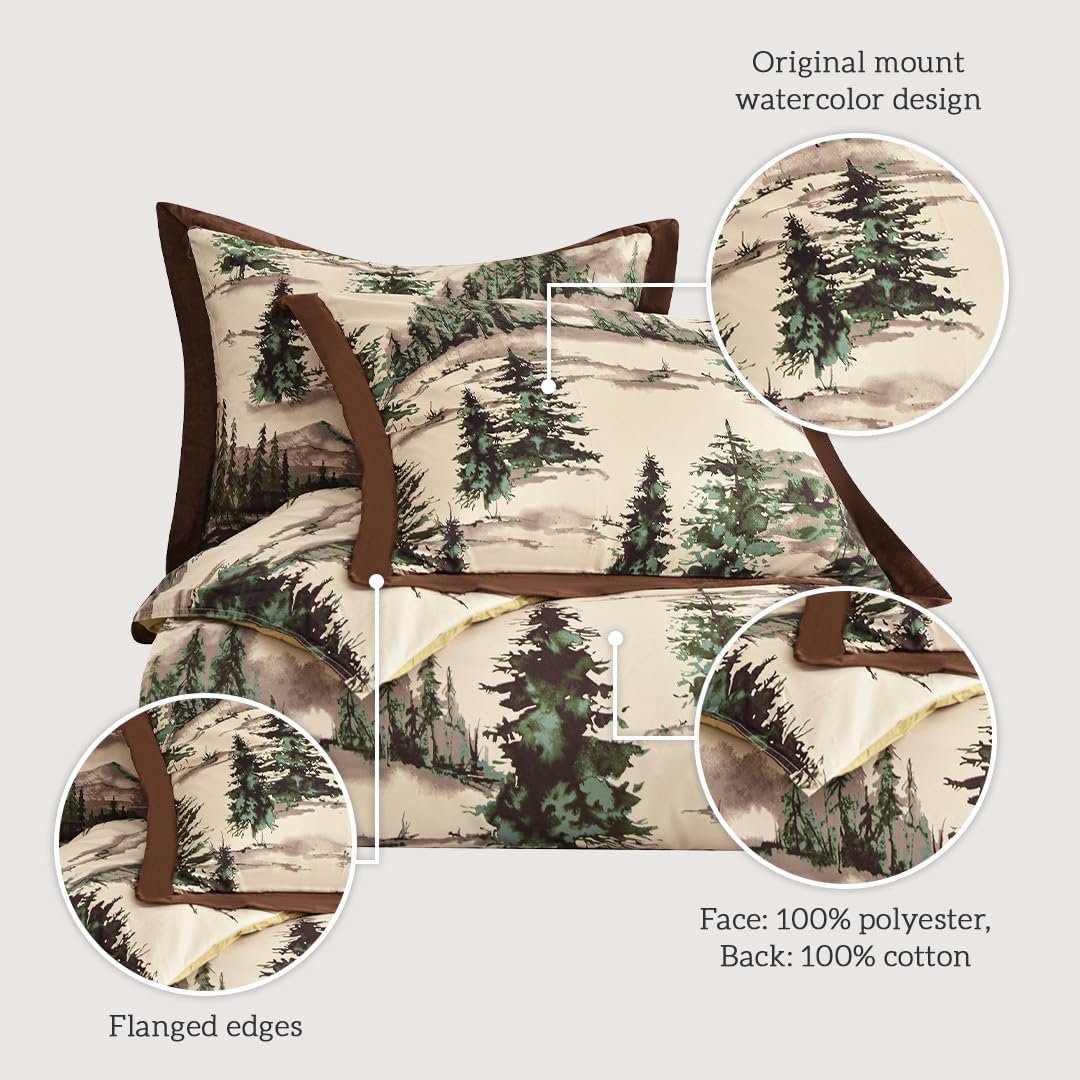 Paseo Road Cabin Bedding Joshua 3 Piece Lodge Comforter Set with Pillow Shams, Full Forest Woods Bedding, Pine Trees Comforter Set, Woodland Nature Western Rustic Bed Set