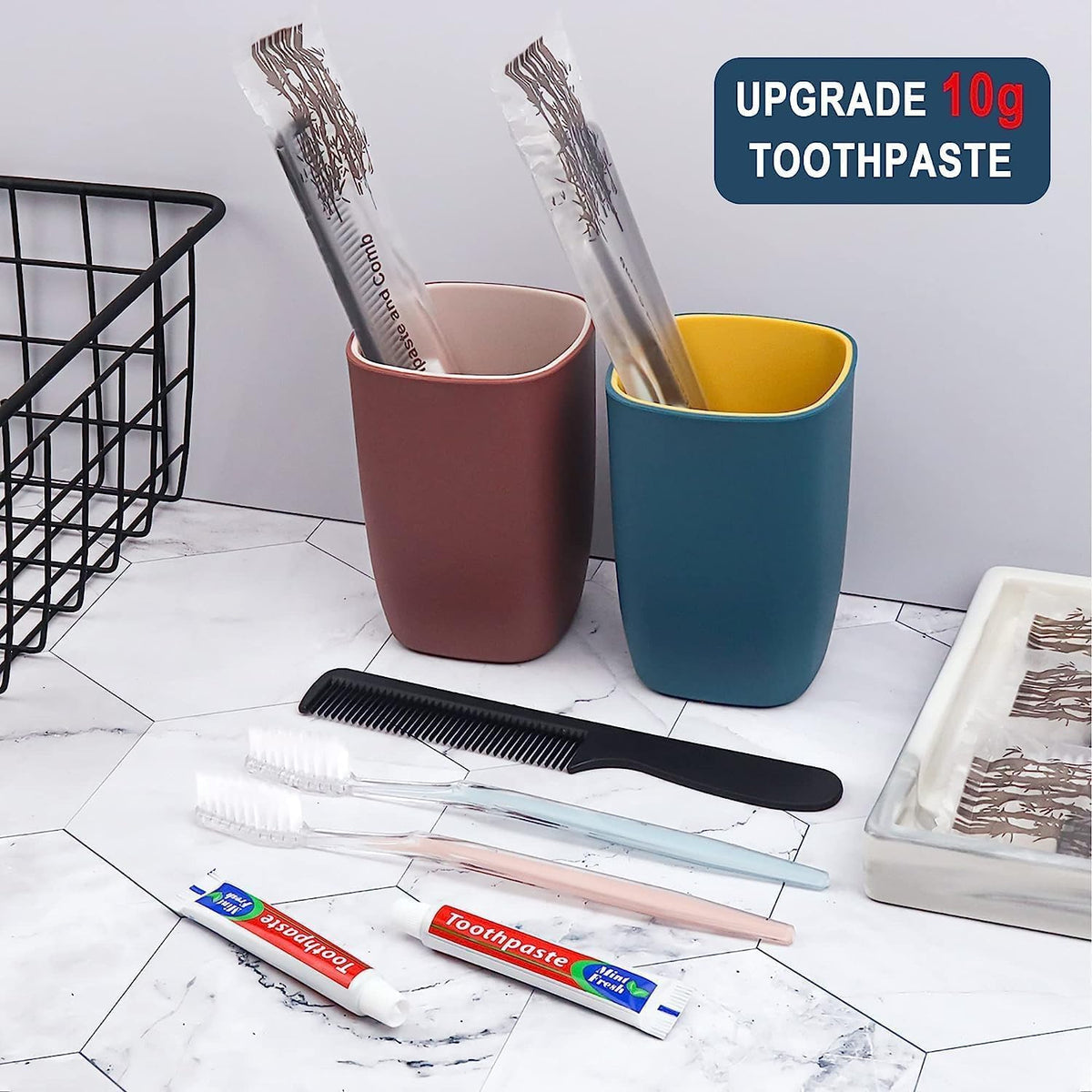 500 pcs Disposable Toothbrushes with Toothpaste and Comb for Homeless Individually Wrapped,10g Travel Toothpaste,7inch Black Hair Comb, Toothbrush for Hotel,AirBnb,Shelter,Charity