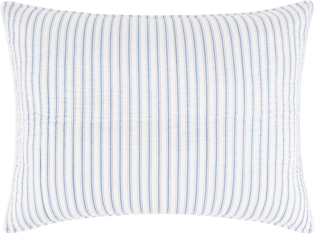 Levtex Home Tobago Stripe Blue Reversible Full/Queen Quilt Set (88x92in) and 2 Pillow Shams (26x20in) - Striped - Blue, White - Cotton Full/Queen Size Quilt Bedding Set - Lightweight, Soft, Pre-Washed